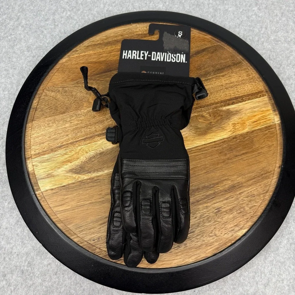Harley Davidson Gloves Women's Small Optimal Mixed Media Gauntlet Black